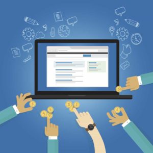 ads bidding online advertising pay realtime per click view payment contribution donation vector